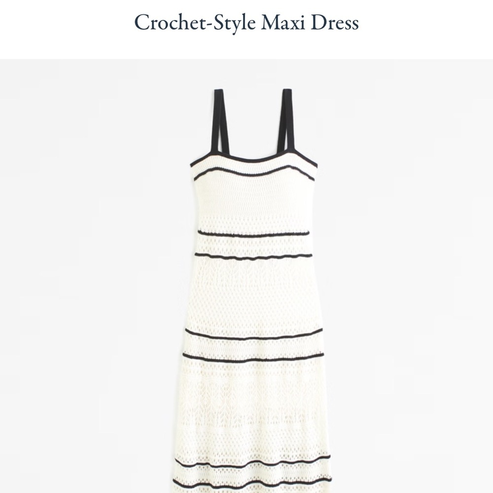 Abercrombie & Fitch Cream and Black Crochet Maxi Dress - Picture 3 of 7